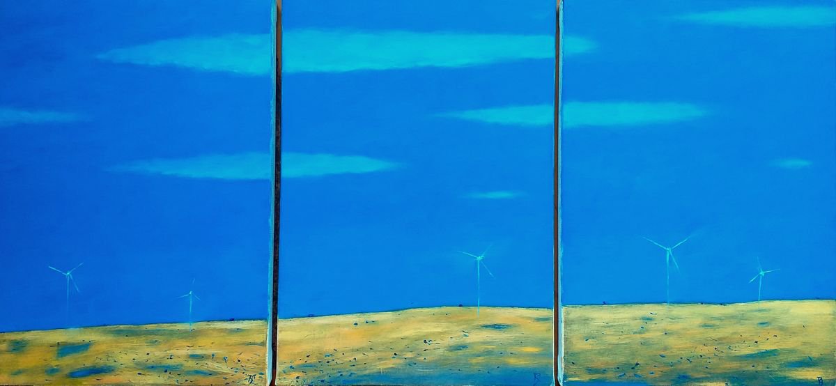 Abstract Landscape Oil Painting By Kestutis Jauniskis, 34 X 16", Those Wonderful Summer Fields, Original Artwork