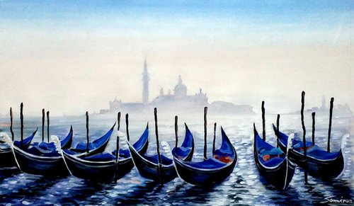 Gondola at Winter Morning Venice by Samiran Sarkar