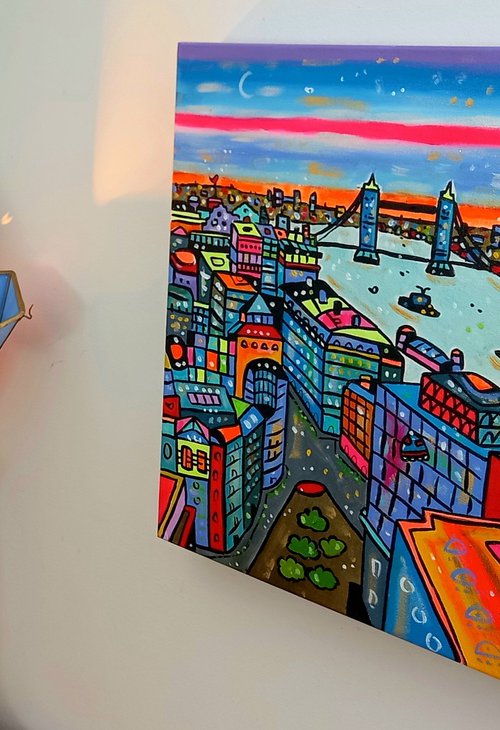 Futuristic Tower Bridge from above by Maria Luisa  Azzini