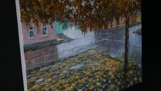 Rainy day - autumn cityscape painting