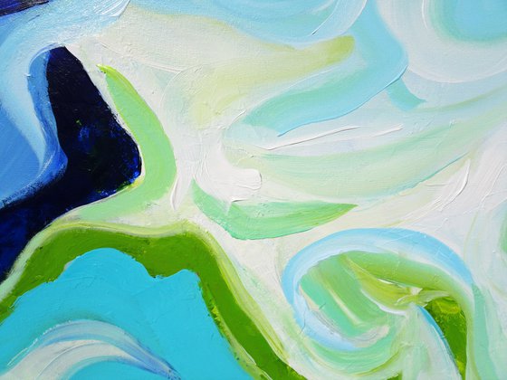 OCEAN SONG. Abstract Blue, Teal, Green Acrylic Coastal Art