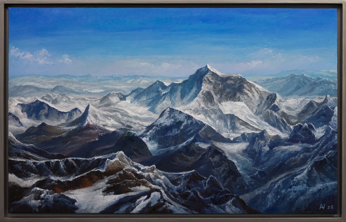 Impressionistic Landscape Oil Painting By Oleksii Vylusk, 33 X 21", Mountain Country, Original Artwork