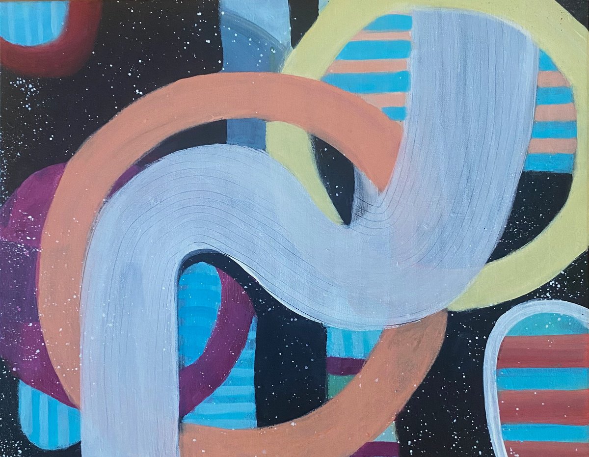 Abstract Painting By Kate Marion Lapierre, 20 X 16", Cosmic Voyage, Original Artwork