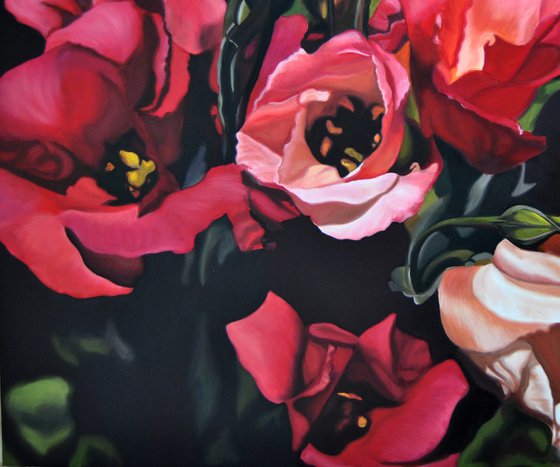 Roses  painting, Eustoma