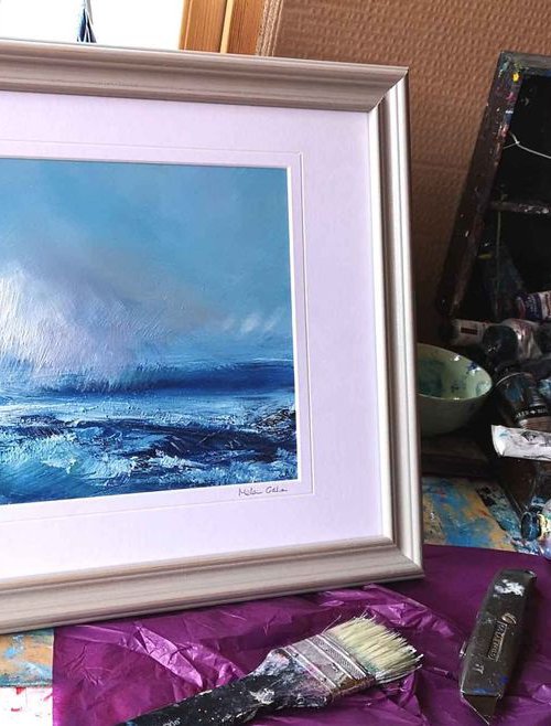 Passing Tempest - Framed Oil, Emotional Art, Seascape by Mel Graham