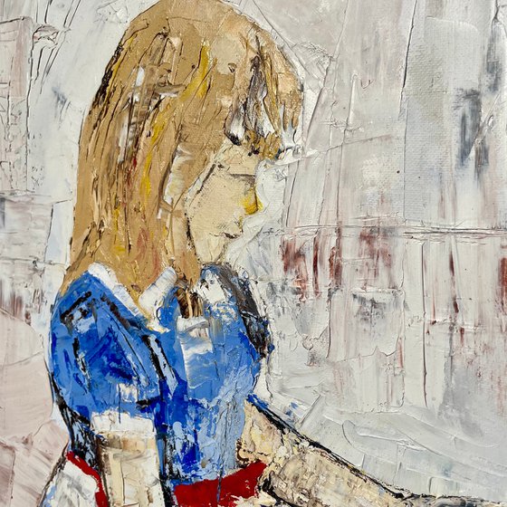 Little girl with cat