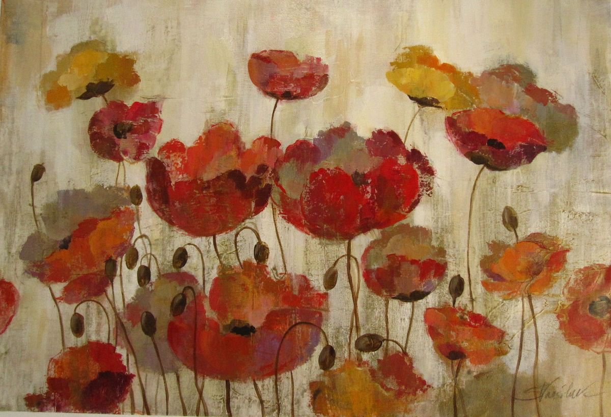  Poppies In The Rain By Silvia Vassileva, 36 X 24, Artwork For Sale On Artfinder