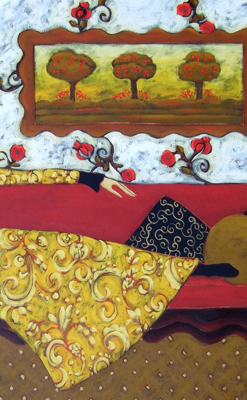 Woman with Yellow Gown by Karen Rieger