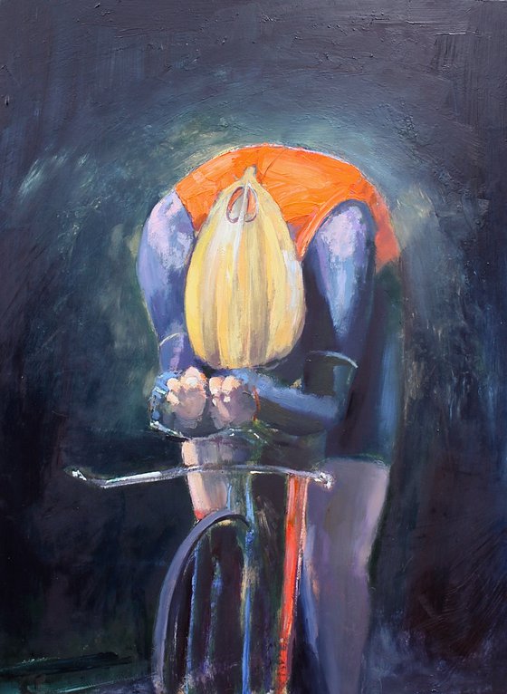 'Against The Clock III' (Cycling, Road Bike, Time Trial Oil Painting)