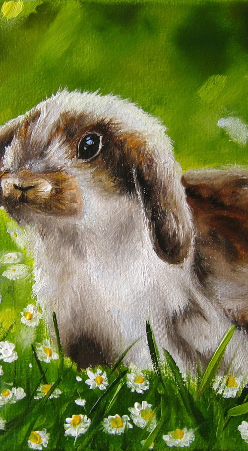 Easter Bunny. Original painting oil on canvas by Natalia Shaykina