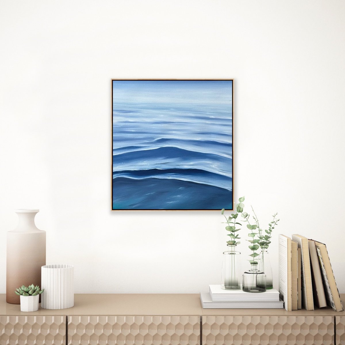 Surrealistic Landscape Oil Painting By Alanah Jarvis, 16 X 17, Tides Of Joy, Original Artwork