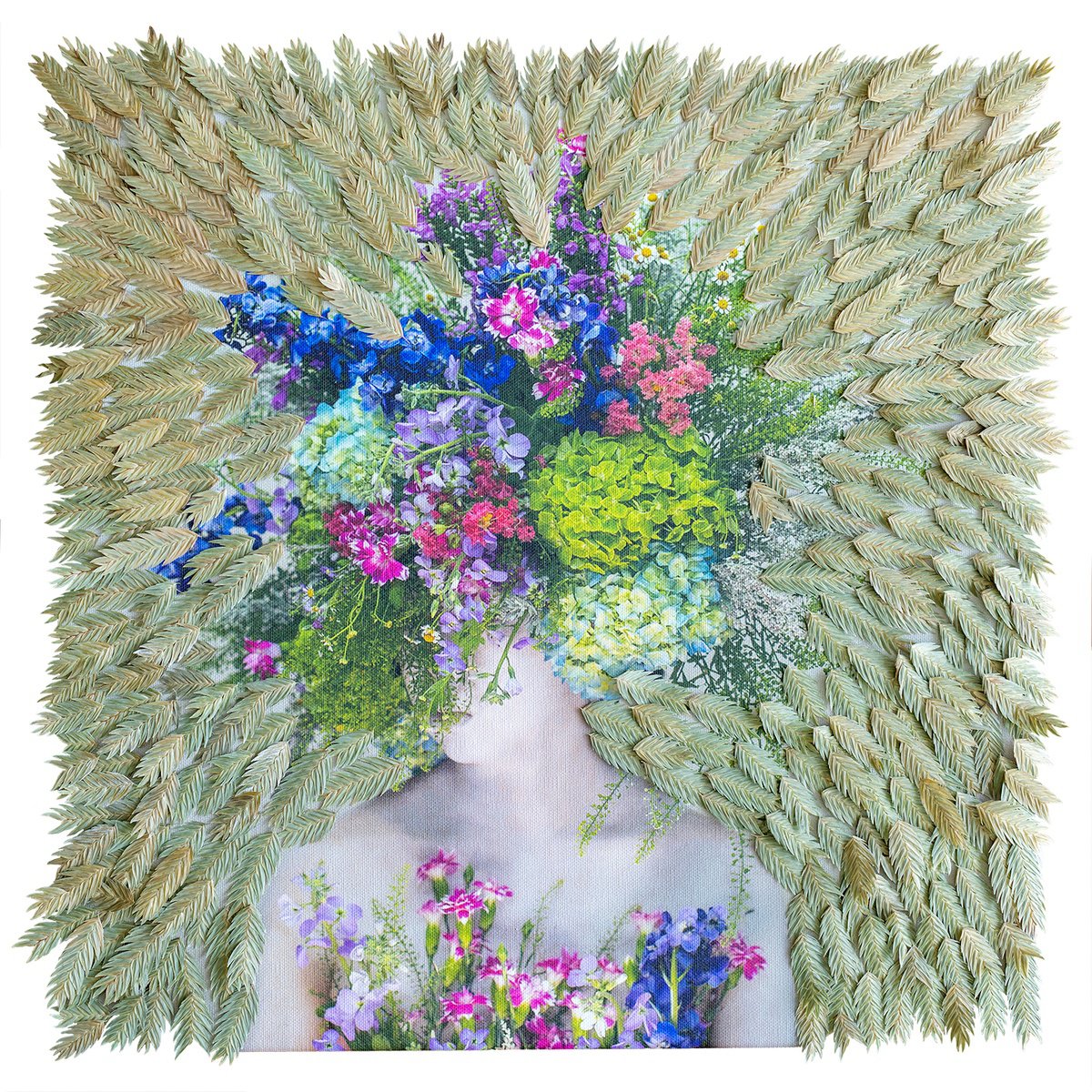 Surrealistic Botanical Photograph By Ziesook You, 20 X 20", Scent Of Green, Original Artwork