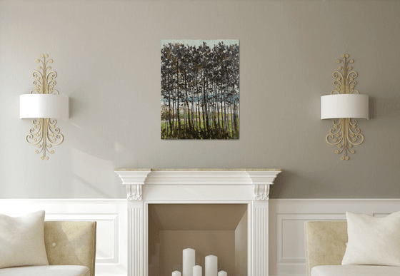 Pine forest Original oil painting FREE SHIPPING