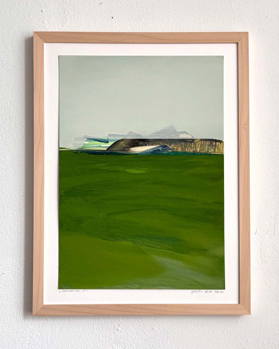 Organic Landscape Acrylic Painting By Katrin Roth, 13 X 17", Landlinien 2, Original Artwork