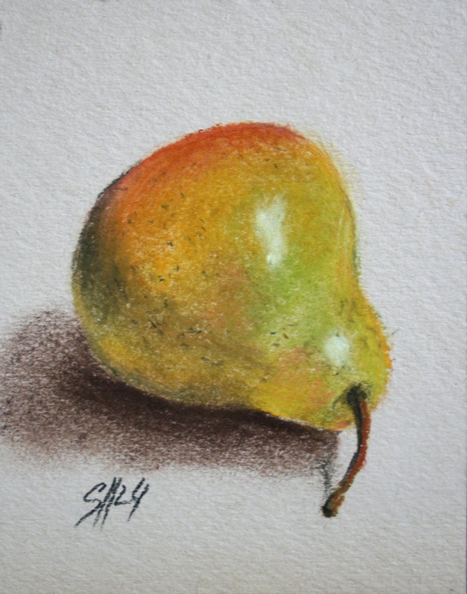Botanical Pastel Drawing By Salana Art / Svetlana Samovarova, 4 X 6", Pear Ii, Original Artwork