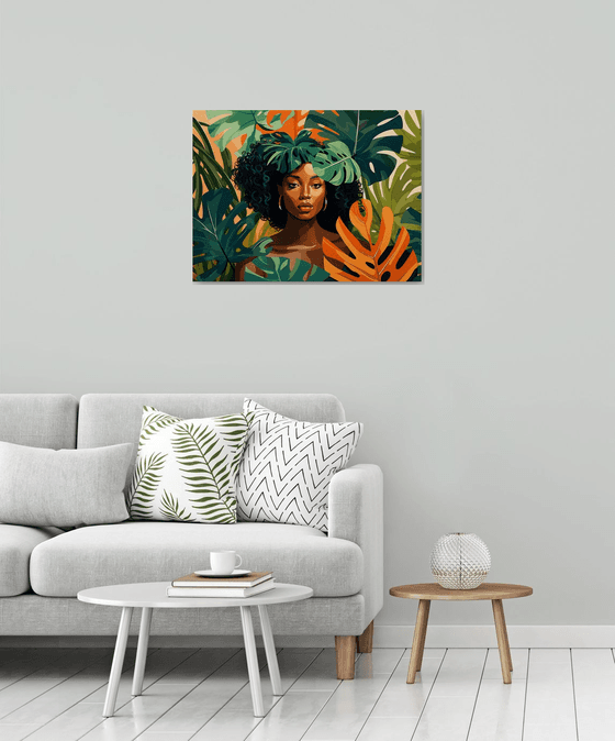 Woman in Monstera