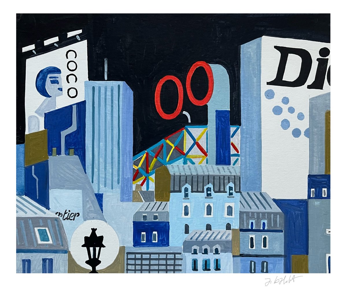 Urban And Pop Acrylic Painting , Paris_Blues-02 By Andre Baldet, 13 X 11, Artwork For Sale On Artfinder