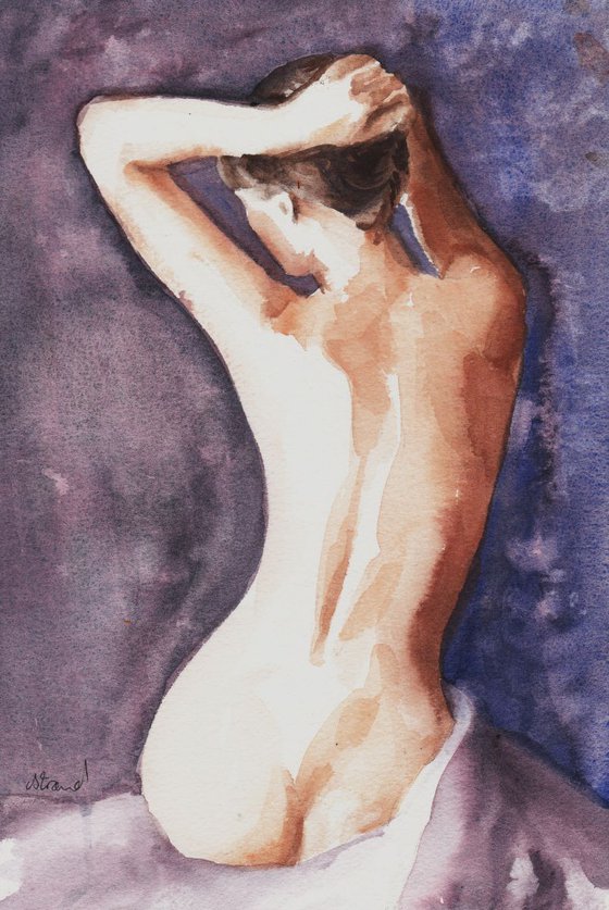 Classical Beauty-original watercolour erotic nude