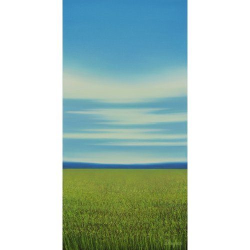 Grassy Meadow - Blue Sky Landscape by Suzanne Vaughan
