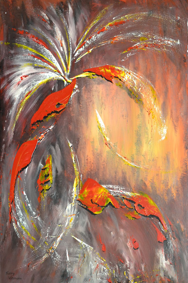 Abstract Acrylic Painting By Thierry Vobmann. Abstract ., 24 X 35", Le Second Millenaire, Original Artwork