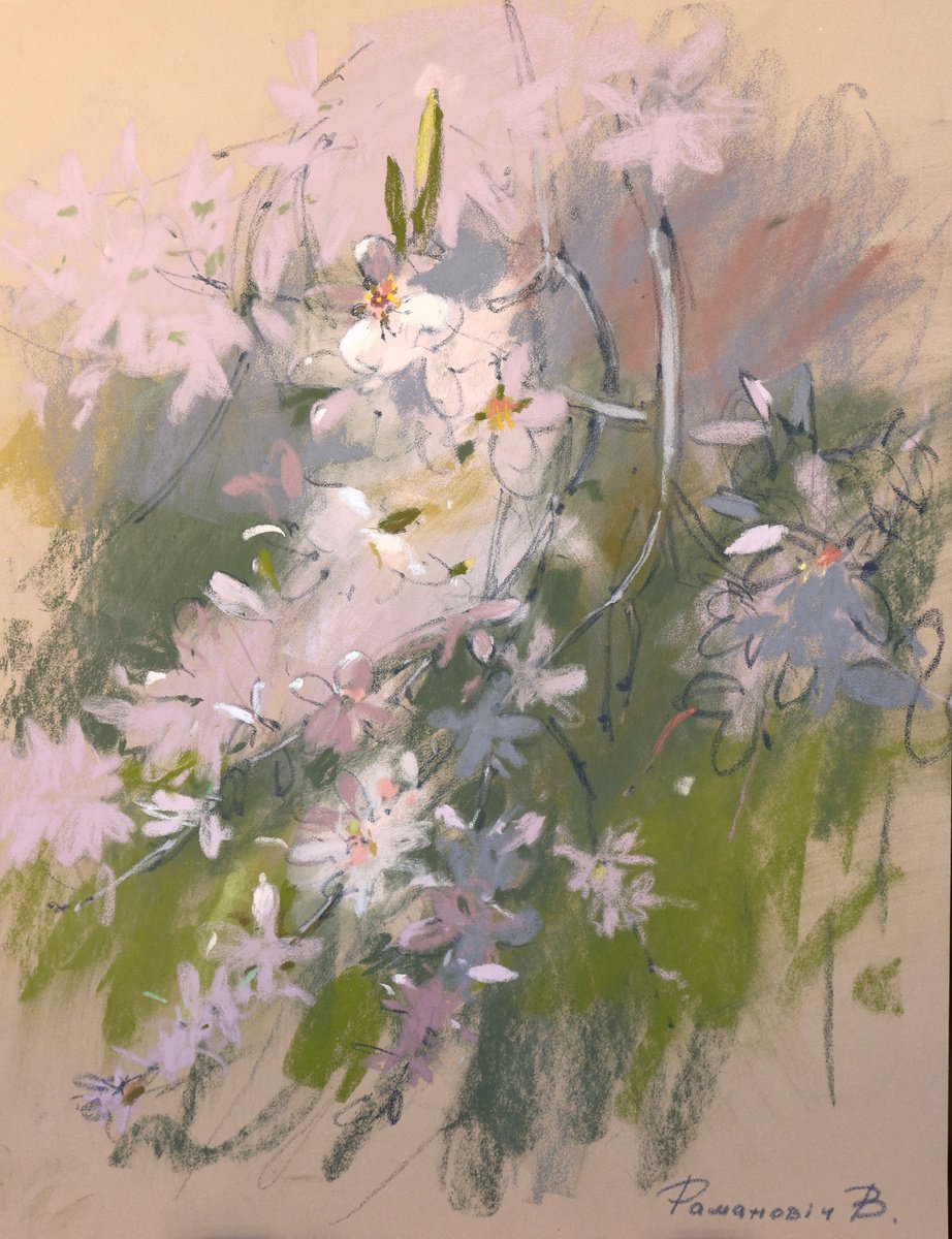 Impressionistic Pastel Drawing , Blossom Fiesta By Victoria Ramanovich, 12 X 16, Artwork For Sale On Artfinder
