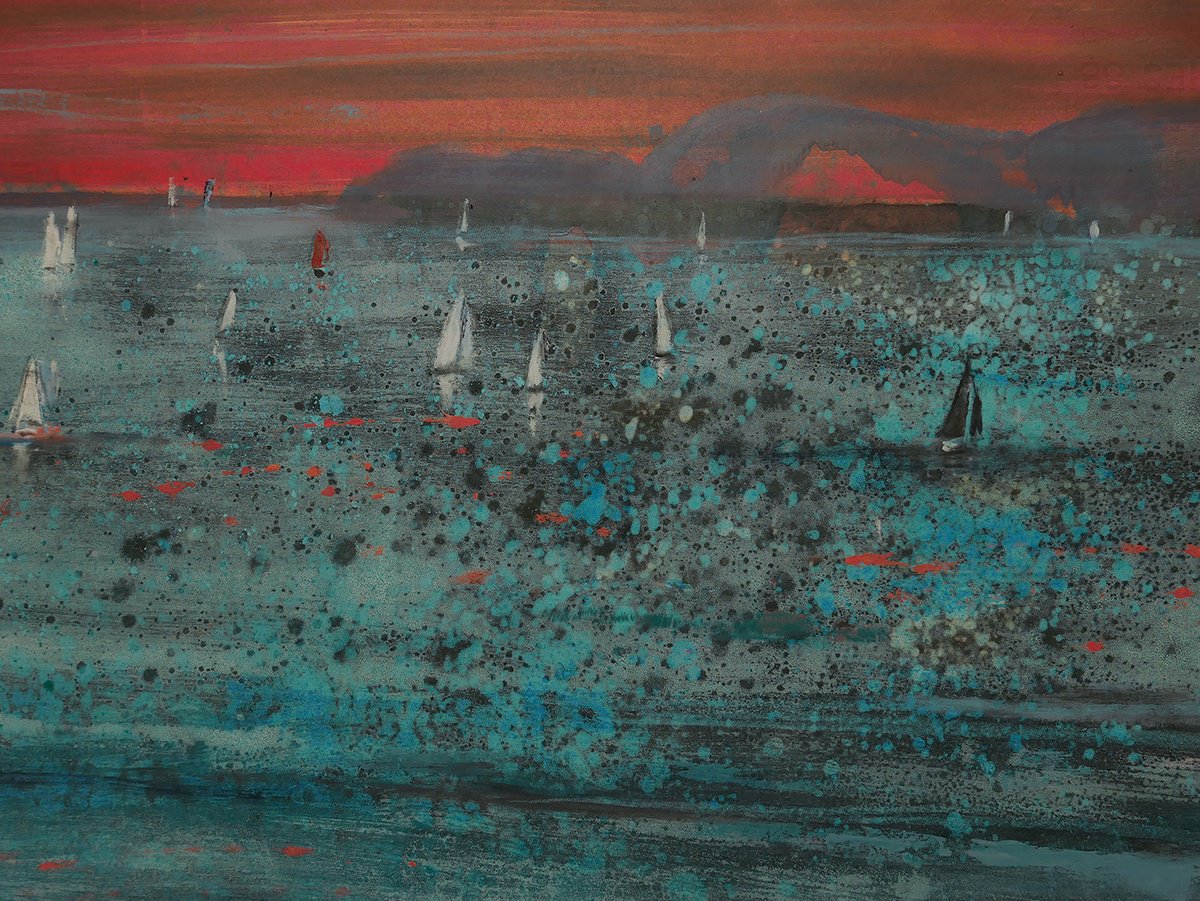 Impressionistic Landscape Limited Edition Print By Isabel Hutchison, 30 X 22, The Red Sky, Original Artwork