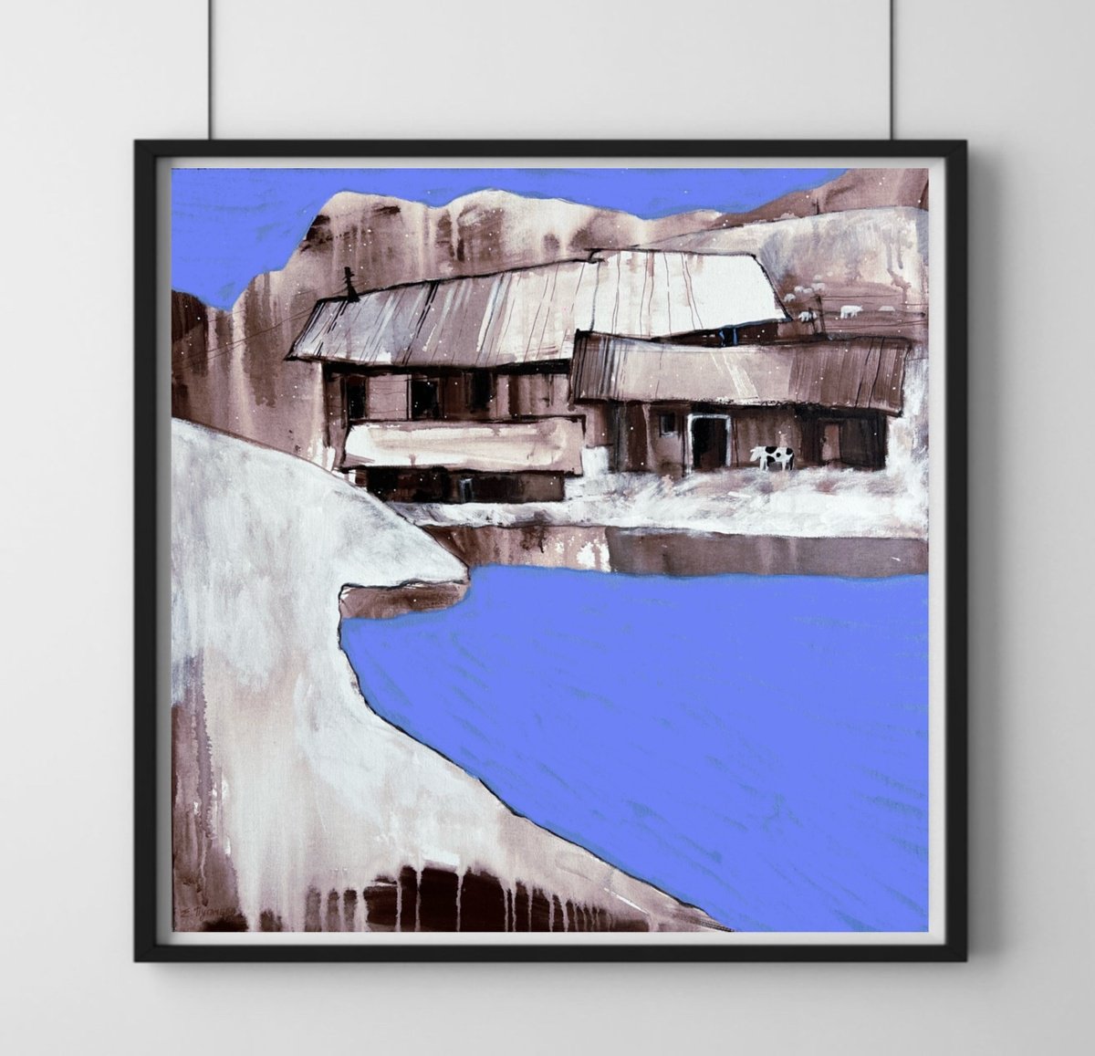 Abstract Landscape Oil Painting By Elizaveta Pugacheva, 28 X 28, A Warm Winter, Original Artwork