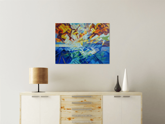 Seascape (60x80cm, cubism, oil painting, ready to hang)