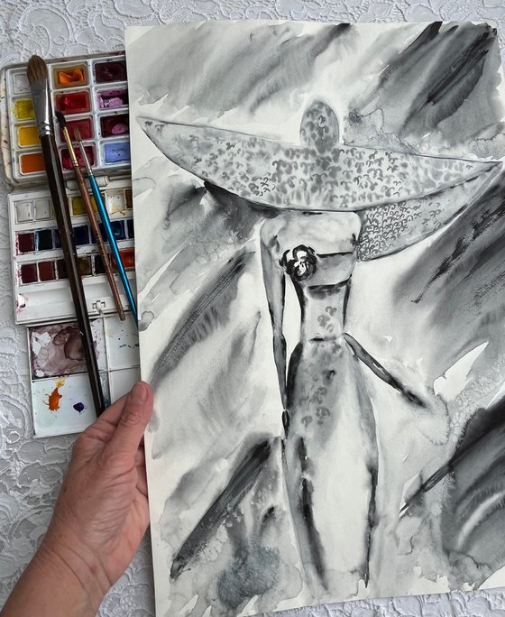 Woman Original Watercolor Painting