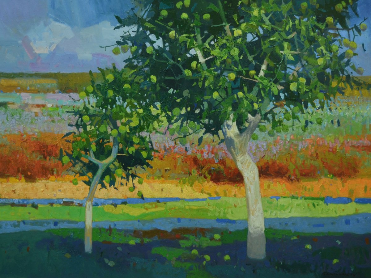 Two Apple-Trees. Autumn By Vytautas Laisonas, 31 X 24, Artwork For Sale On Artfinder