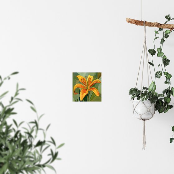 Golden Lily Floral Painting