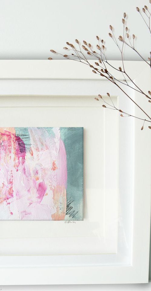 Framed ready to hang mini original abstract #224 by Carolynne Coulson