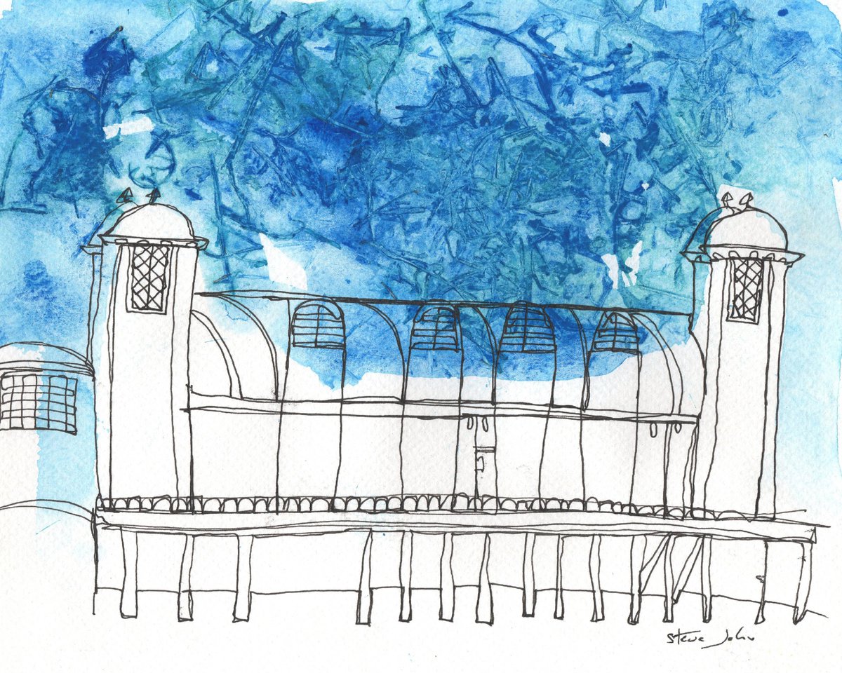 Blue Penarth Pavilion Continuous Line by Steve John