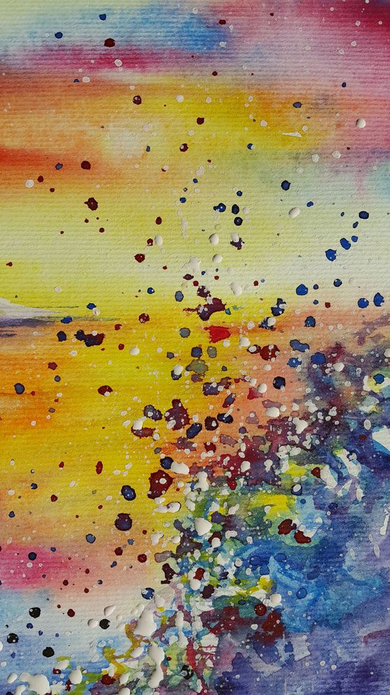 "Sea Sunset" - seascape, Impressionism, watercolor