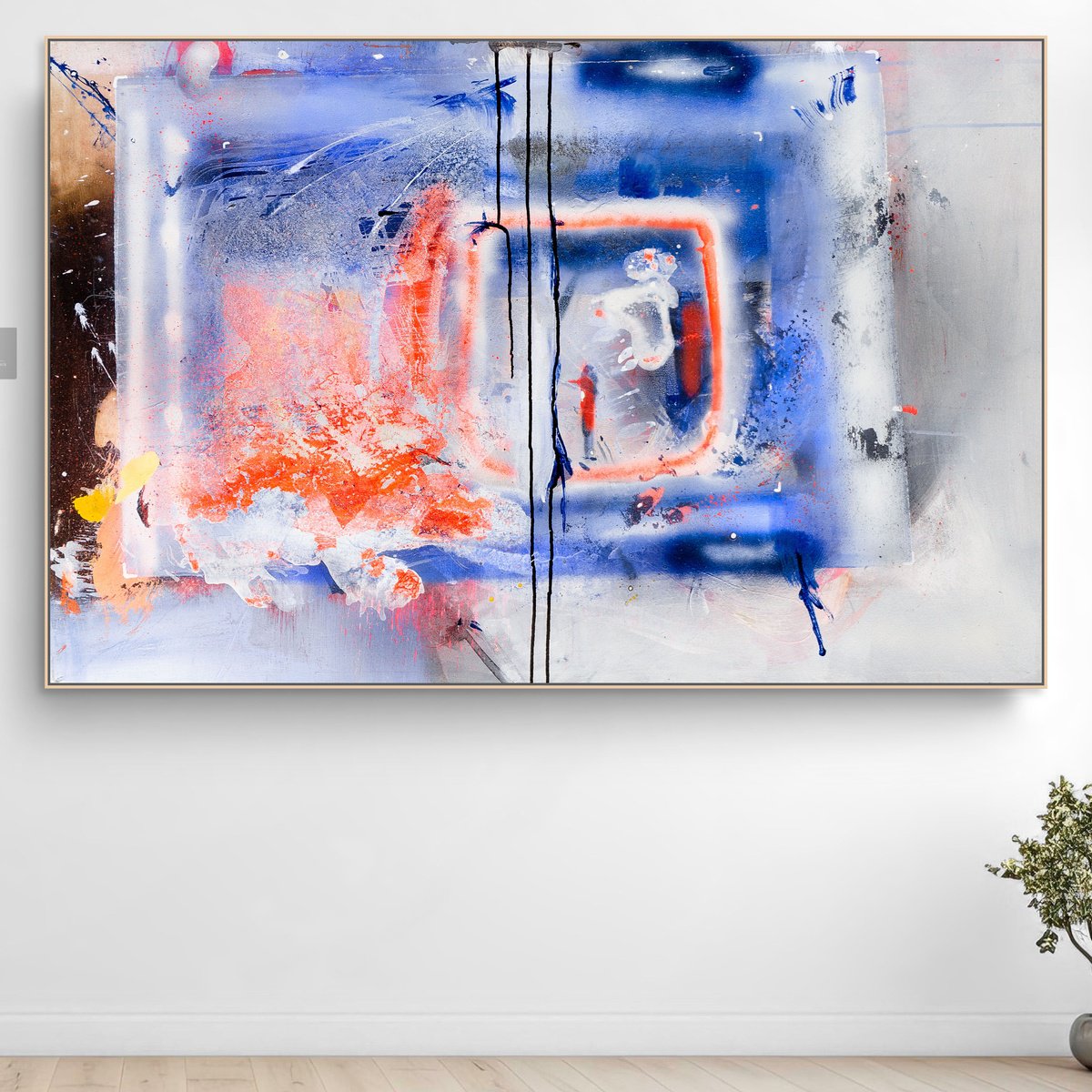 Organic Abstract Painting By Adriano Ribeiro, 47 X 31, Abstract Badge, Original Artwork