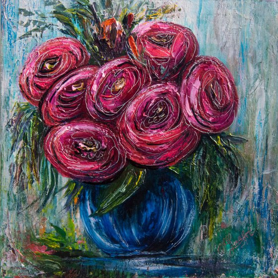 Abstract Roses - (palette knife)