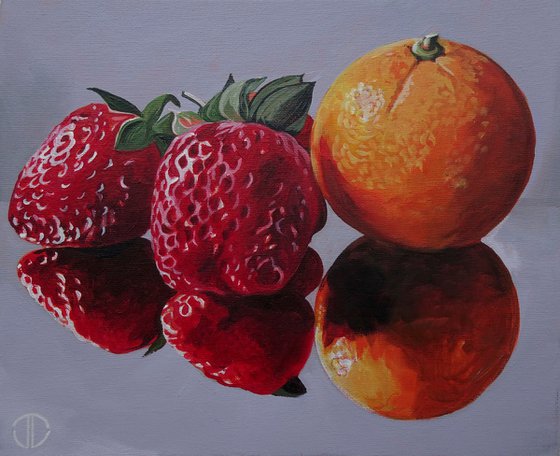 Still Life Oranges And Strawberries