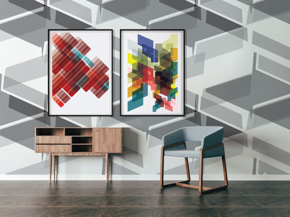 Geometric Abstract Giclee Print By Leigh Bagley, 28 X 39", Vas Colour, Original Artwork