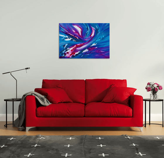 Blue sky II, the series, 100x70 cm, Deep edge, LARGE XL, Original abstract painting, oil on canvas