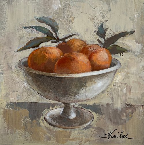 Oranges in Old Bowl by Silvia  Vassileva