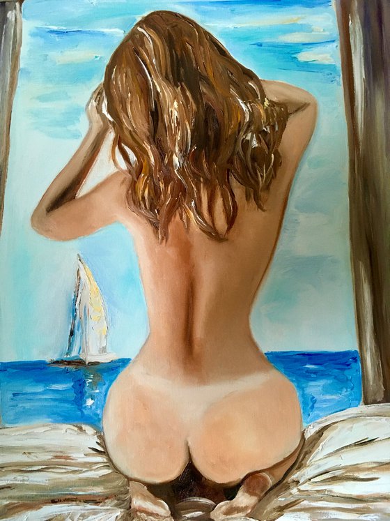 One day in your life. Nude, girl, seaside, summer.