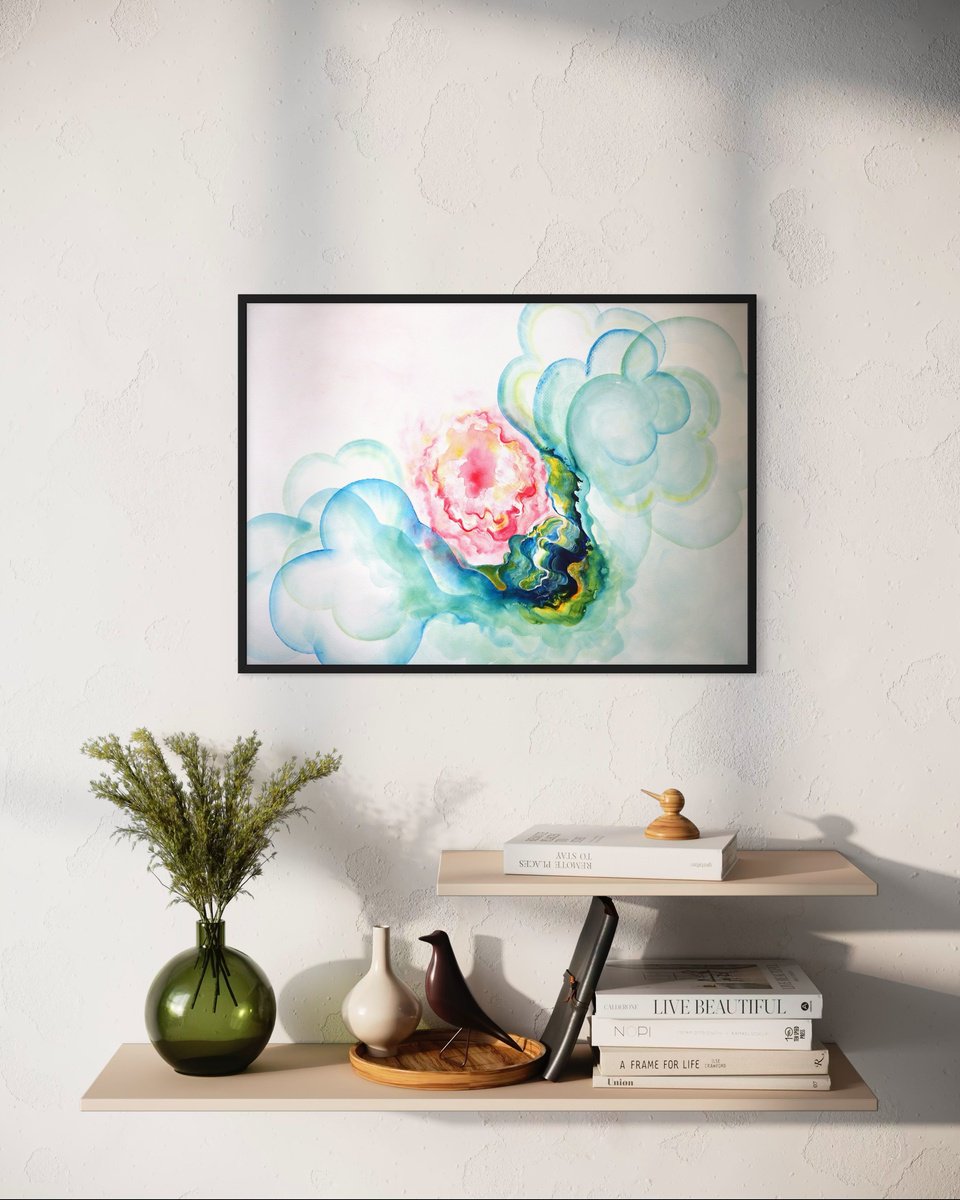 Abstract Acrylic Painting By Tam Chianta, 28 X 20", Together Still, Original Artwork