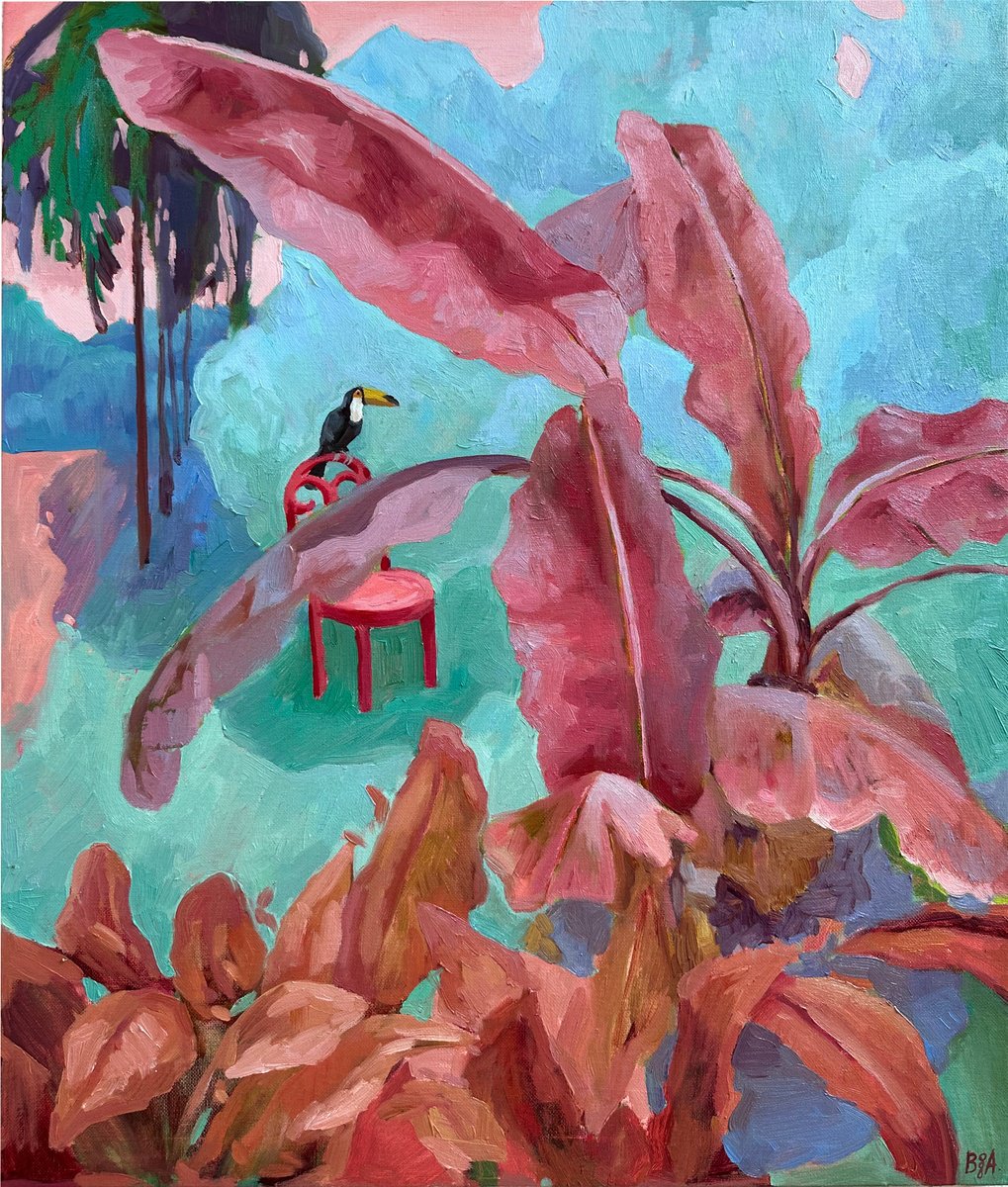 Landscape With Pink Leaves By Anna Bogushevskaya, 20 X 24, Artwork For Sale On Artfinder