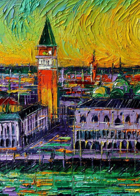 VENICE VIEW FROM SAN GIORGIO MAGGIORE original palette knife oil painting Mona Edulesco