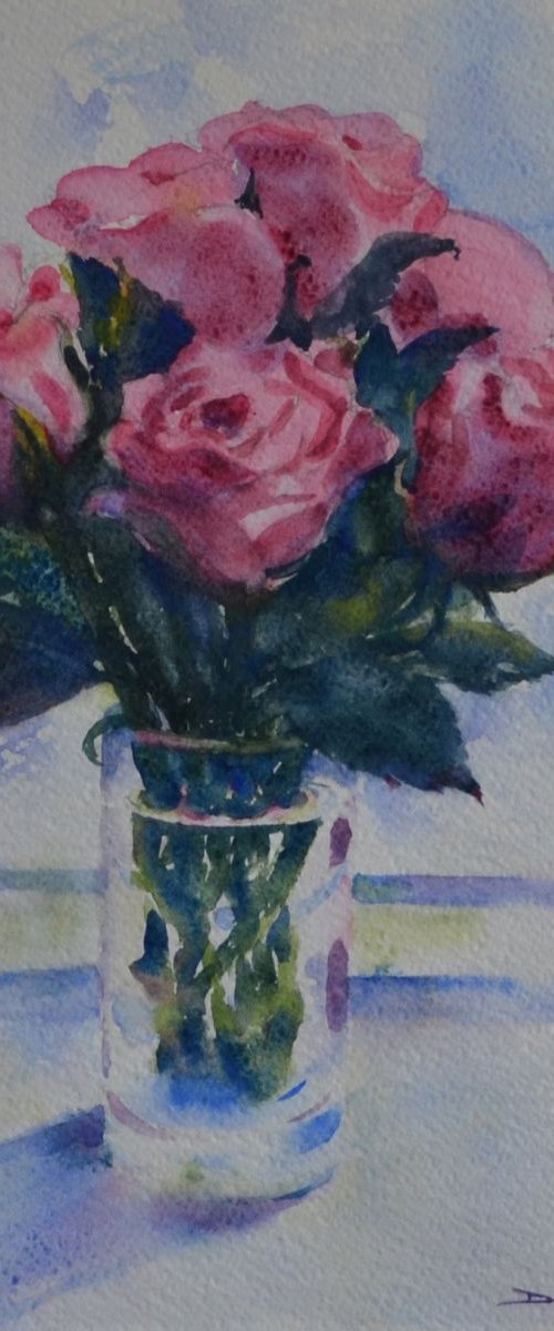 Roses On The Windowsill by Denise Mitchell