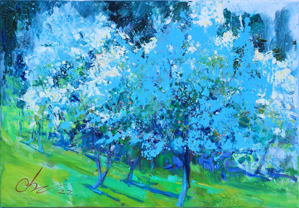 Impressionistic Landscape Oil Painting By Serhii Cherniakovskyi, 30 X 20", Smell Of Spring, Original Artwork
