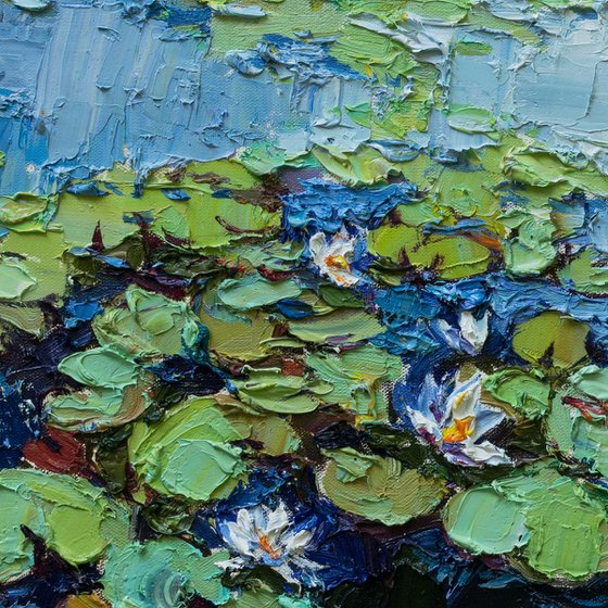 Water Lilies - Impasto Original Oil painting