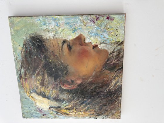 girl with a white hairpin