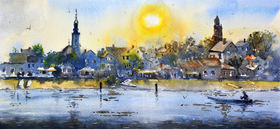 Sunce i Dunav kej Zemun 17x36cm 2022