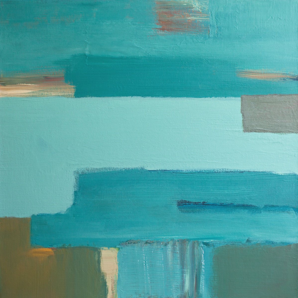 Abstract Landscape Acrylic Painting By Thomas Hjelm, 21 X 21", Above And Beyond, Original Artwork